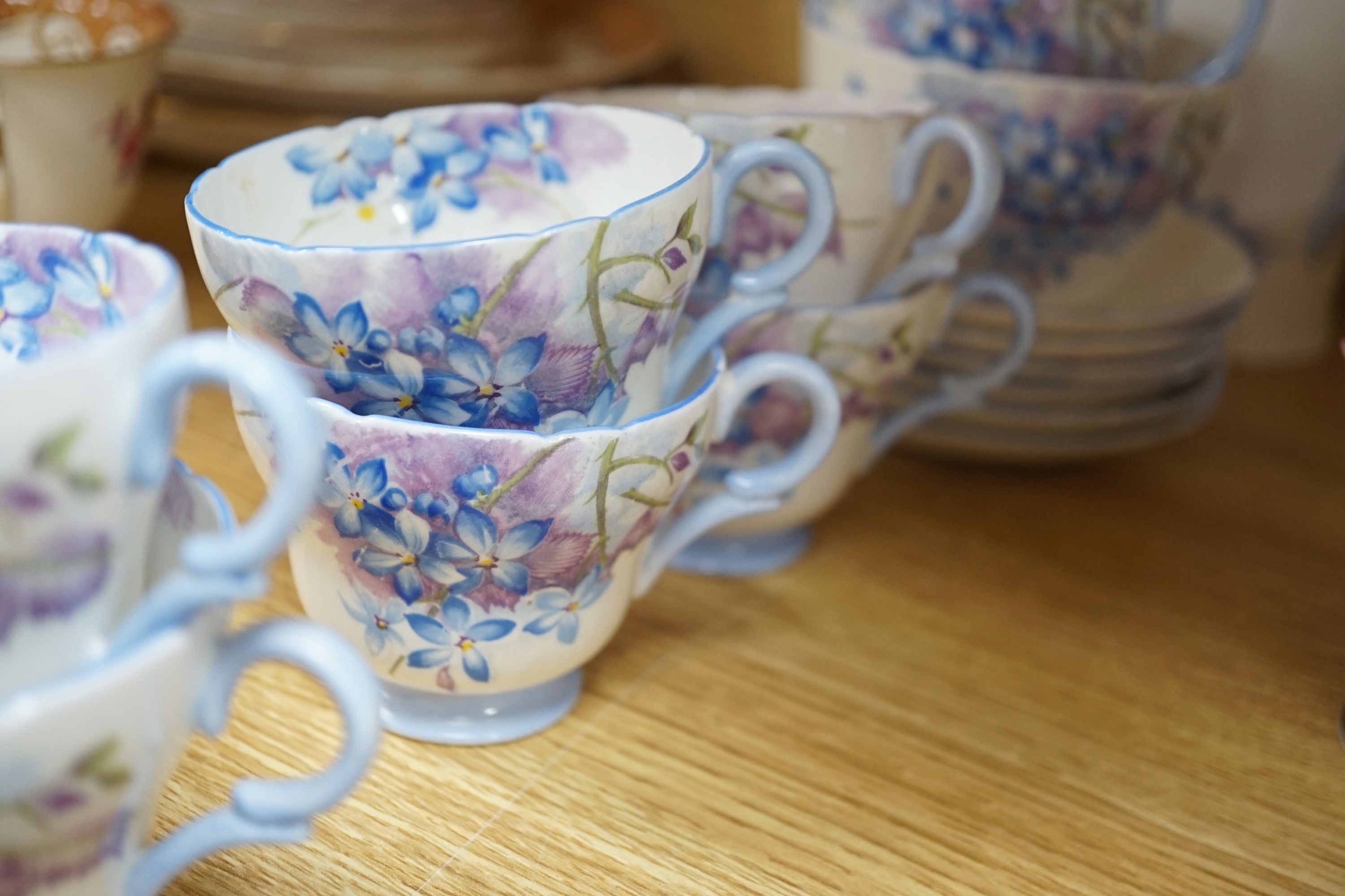 Three Shelley part services, ‘Apple Blossom’ 12287, ‘Blue Spray’ 13634 and ‘Blue Rock’ 13591